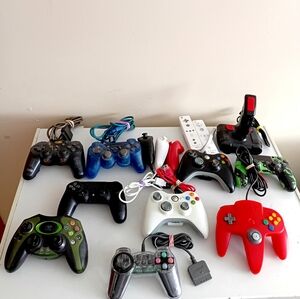 Lot of Assorted Video Game Controllers Bundle, For Parts or Repair!